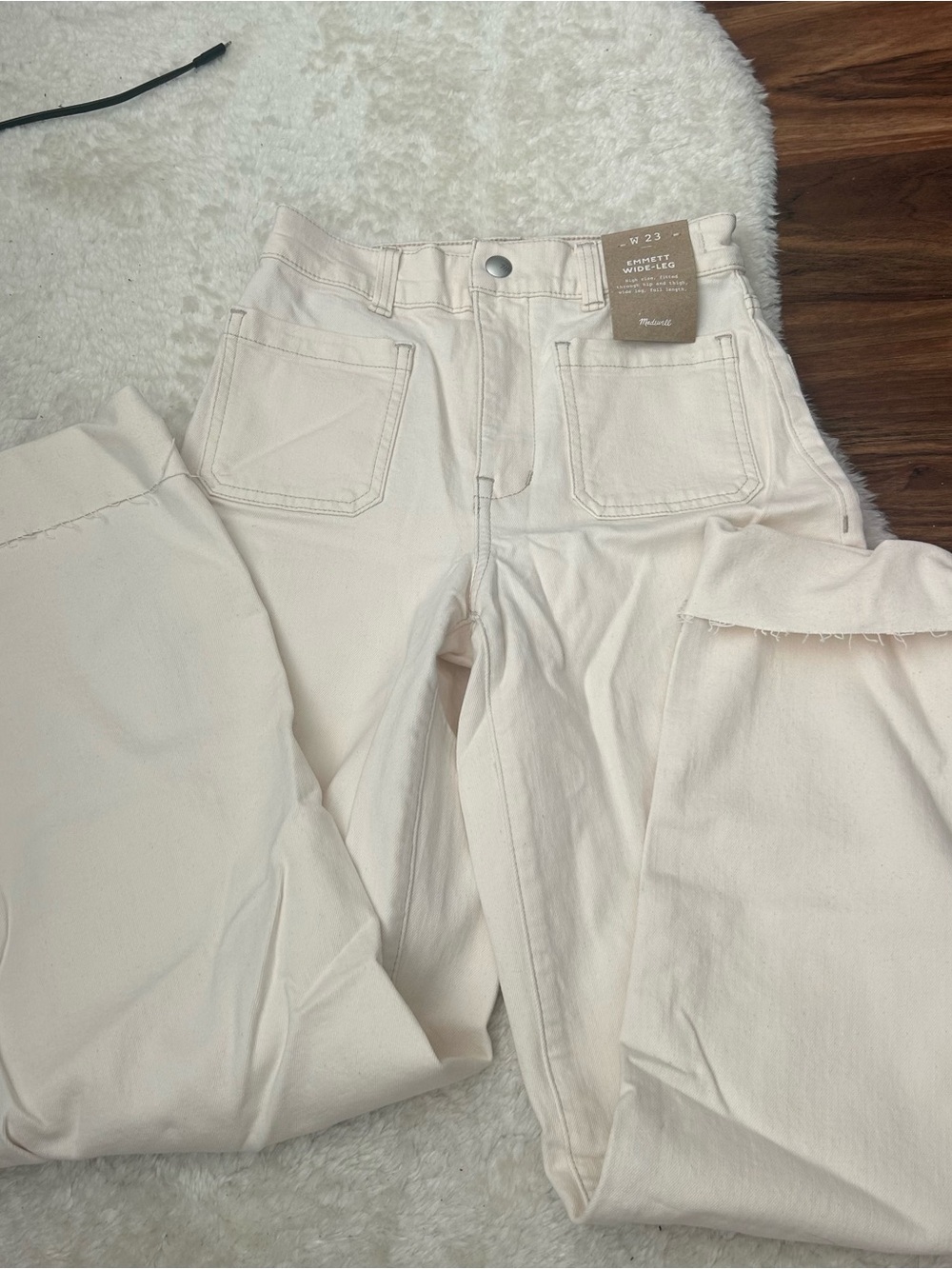 Madewell Emmett Cream Wide Leg Jeans